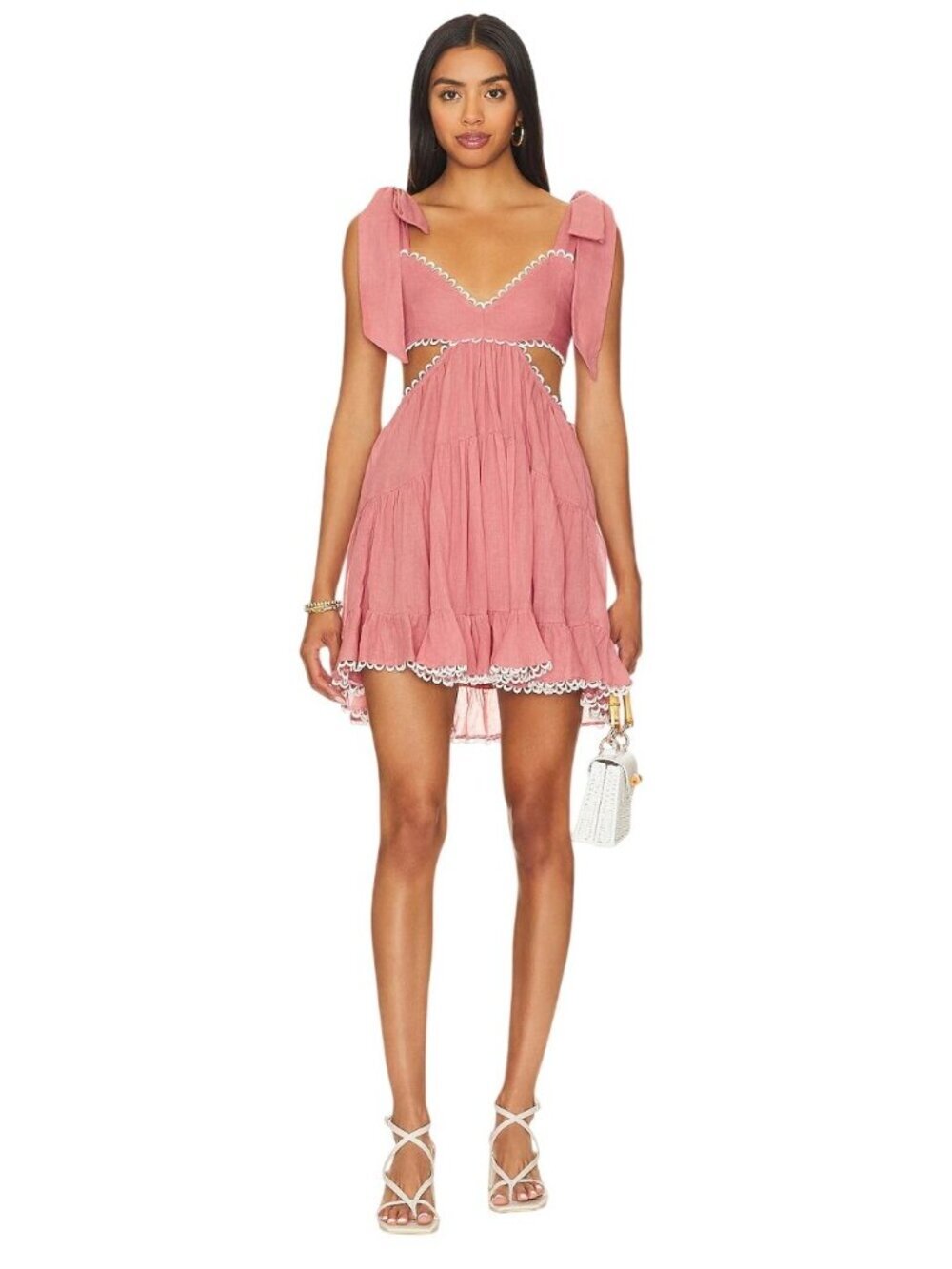 NWT Tularosa Olynne Pink Cut Out Tie Strap Mini Dress L MSRP $168
